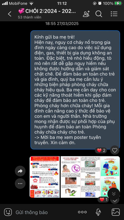 Hoạt động zalo của các nhóm, lớp